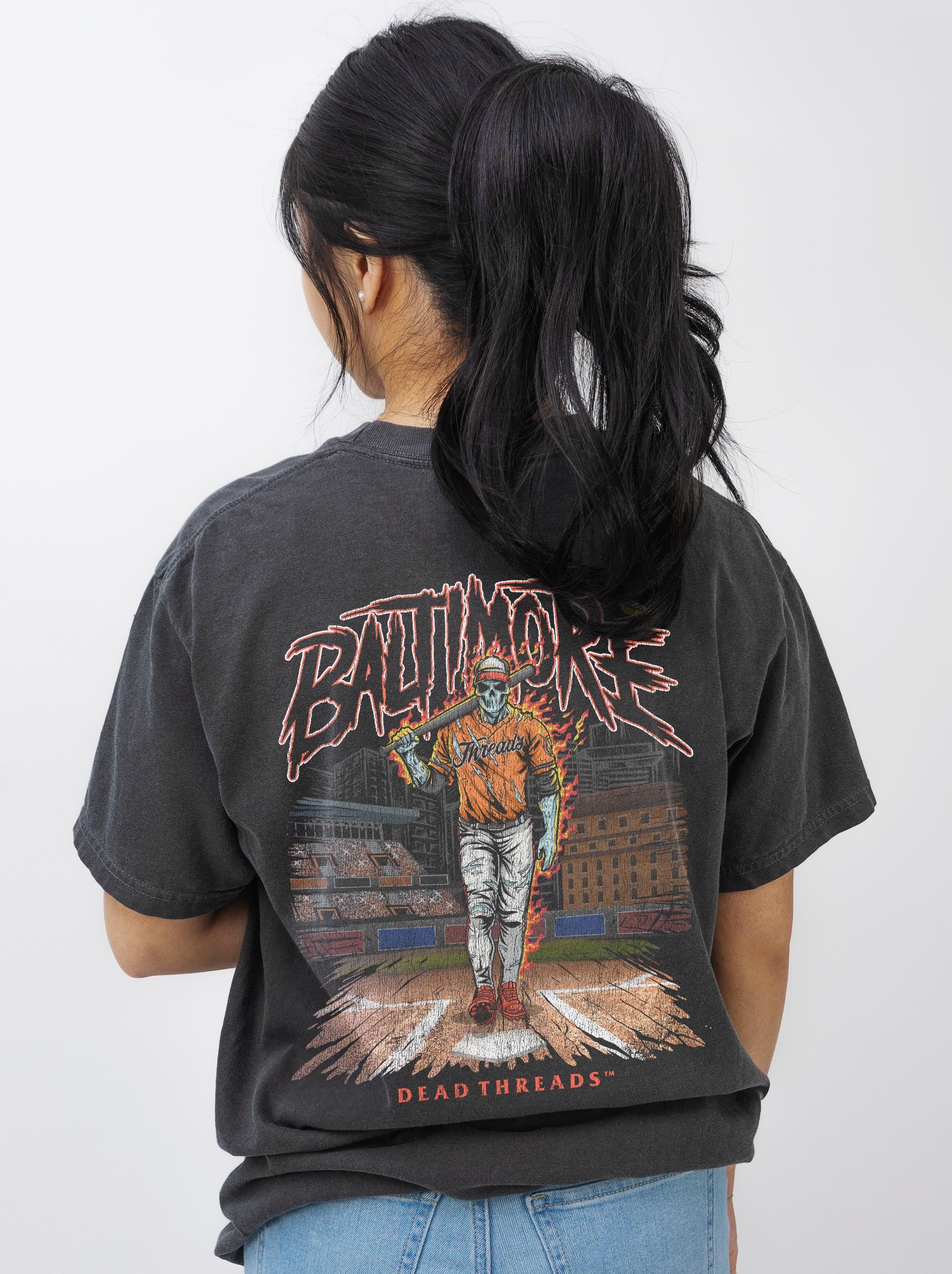 BALTIMORE BASEBALL - "3 SKULL" PREMIUM SHIRT - Image 4