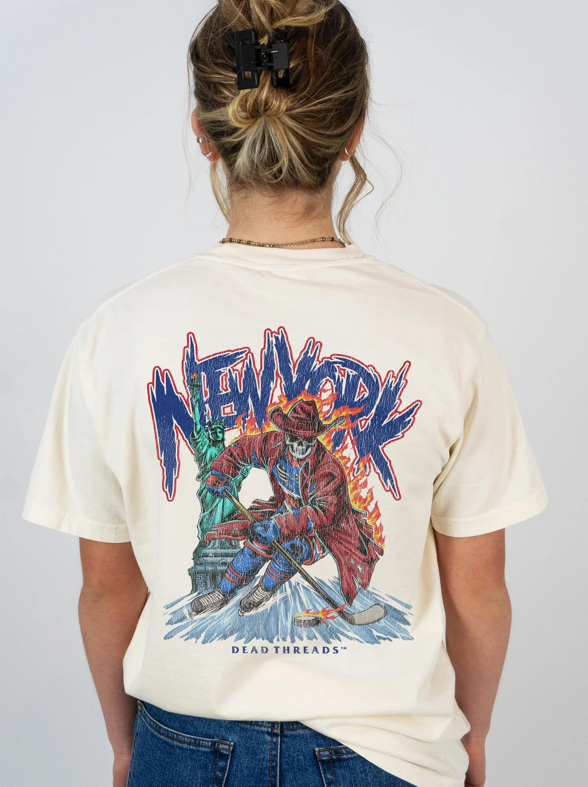 NEW YORK HOCKEY "THE RANGER" - “3 SKULL” PREMIUM T-SHIRT - Image 10